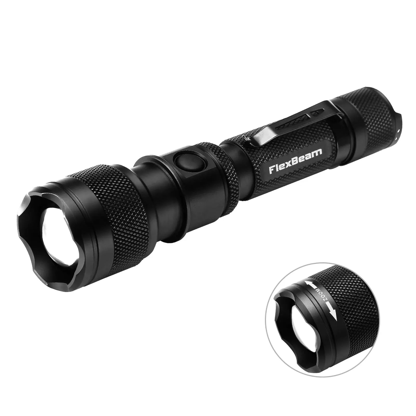 FlexBeam 1200LM Thread-Zoom Hunting Flashlight | 700M Range | Stable on Guns & Bikes Powertac