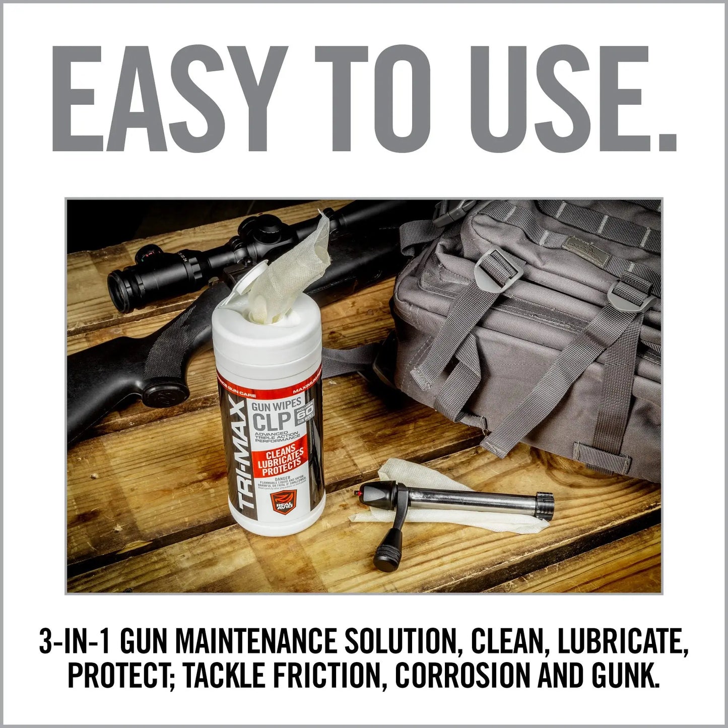 TRI-Max CLP Gun Wipes – 60 CT Canister HCC Tactical