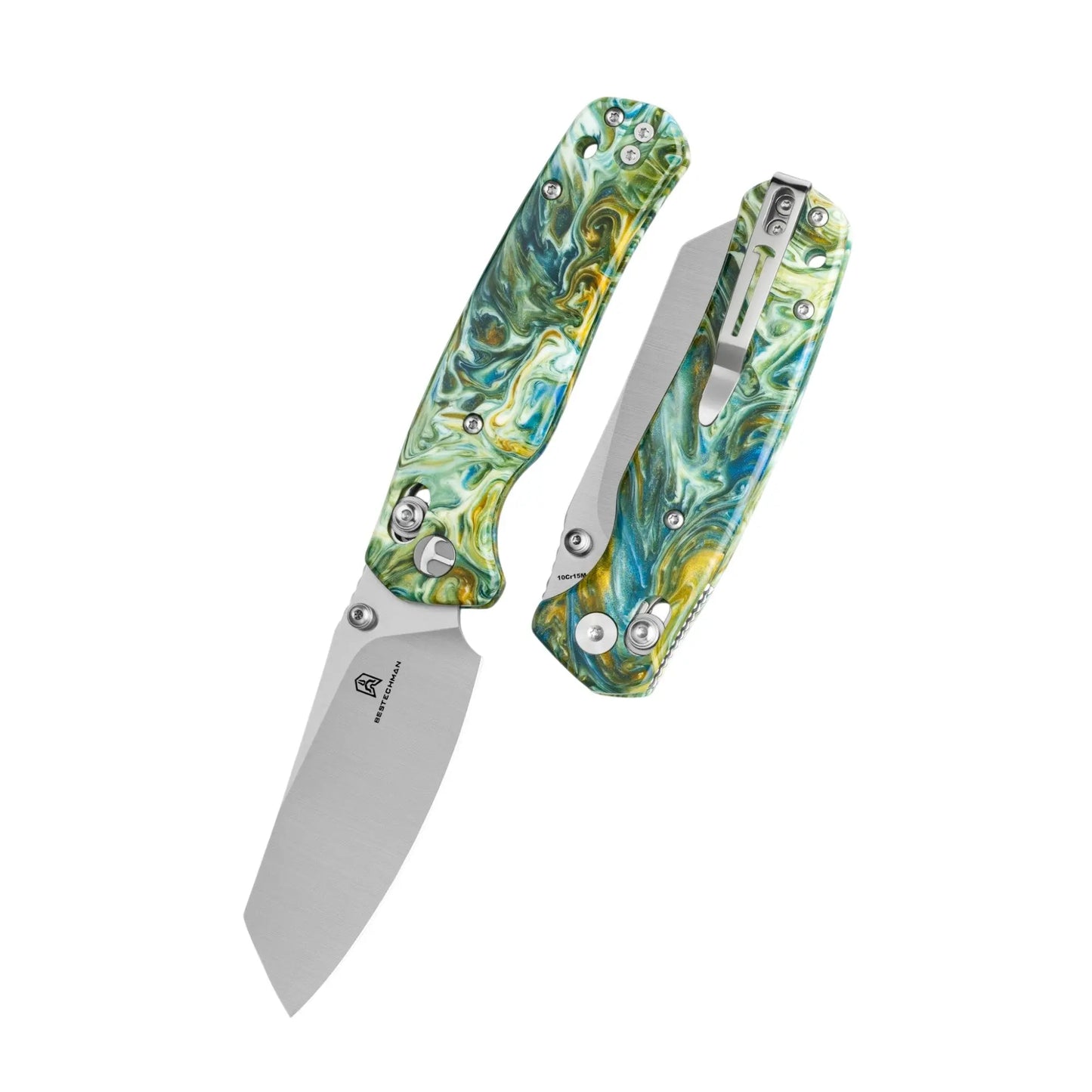 Bestech Cicada's Wing Green Resin Folding Knife Bestech