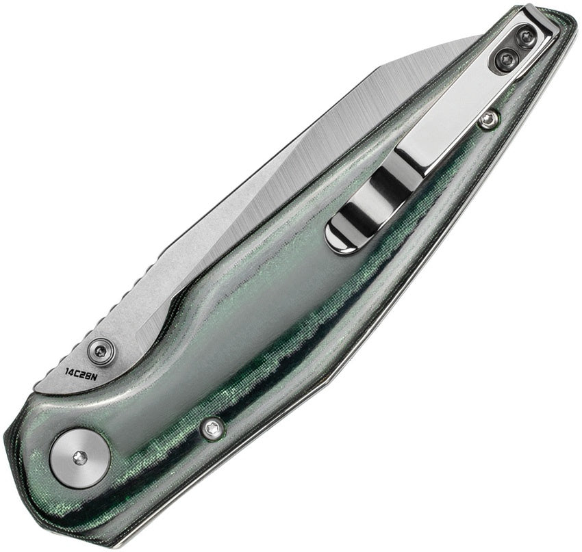 Bestech Green/Black Micarta Snakebird Button Lock Folding Knife