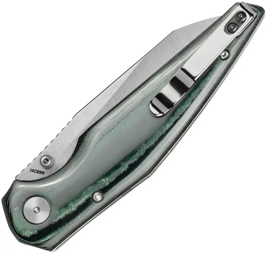Bestech Green/Black Micarta Snakebird Button Lock Folding Knife Bestech