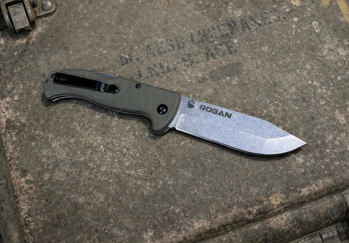 ROGUE Folding Knife-Gen 1 Special Edition OD Green/Stonewash. ROGAN USA