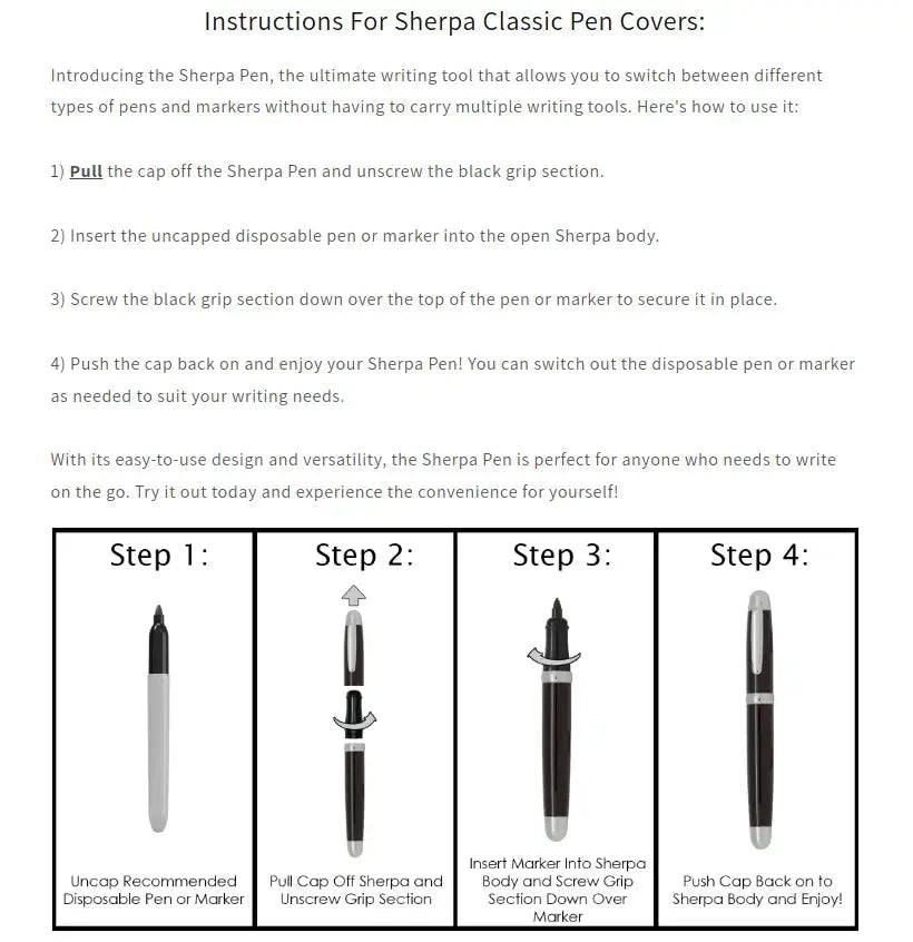 Sherpa Pen Classic Total Chrome Pen/Sharpie Marker Cover Sherpa Pen