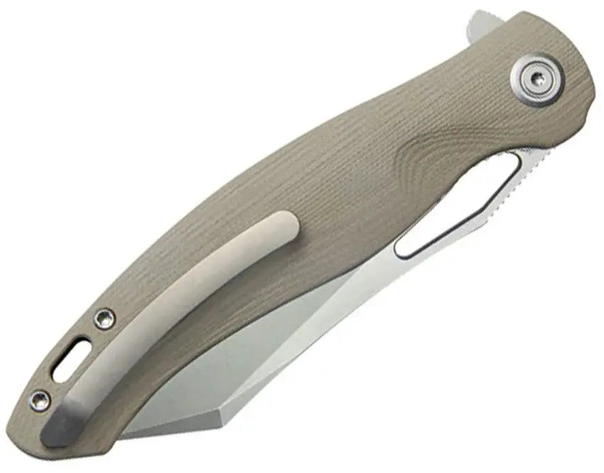 Kubey Drake Linerlock Tan G10 Folding Knife Clip & Carry