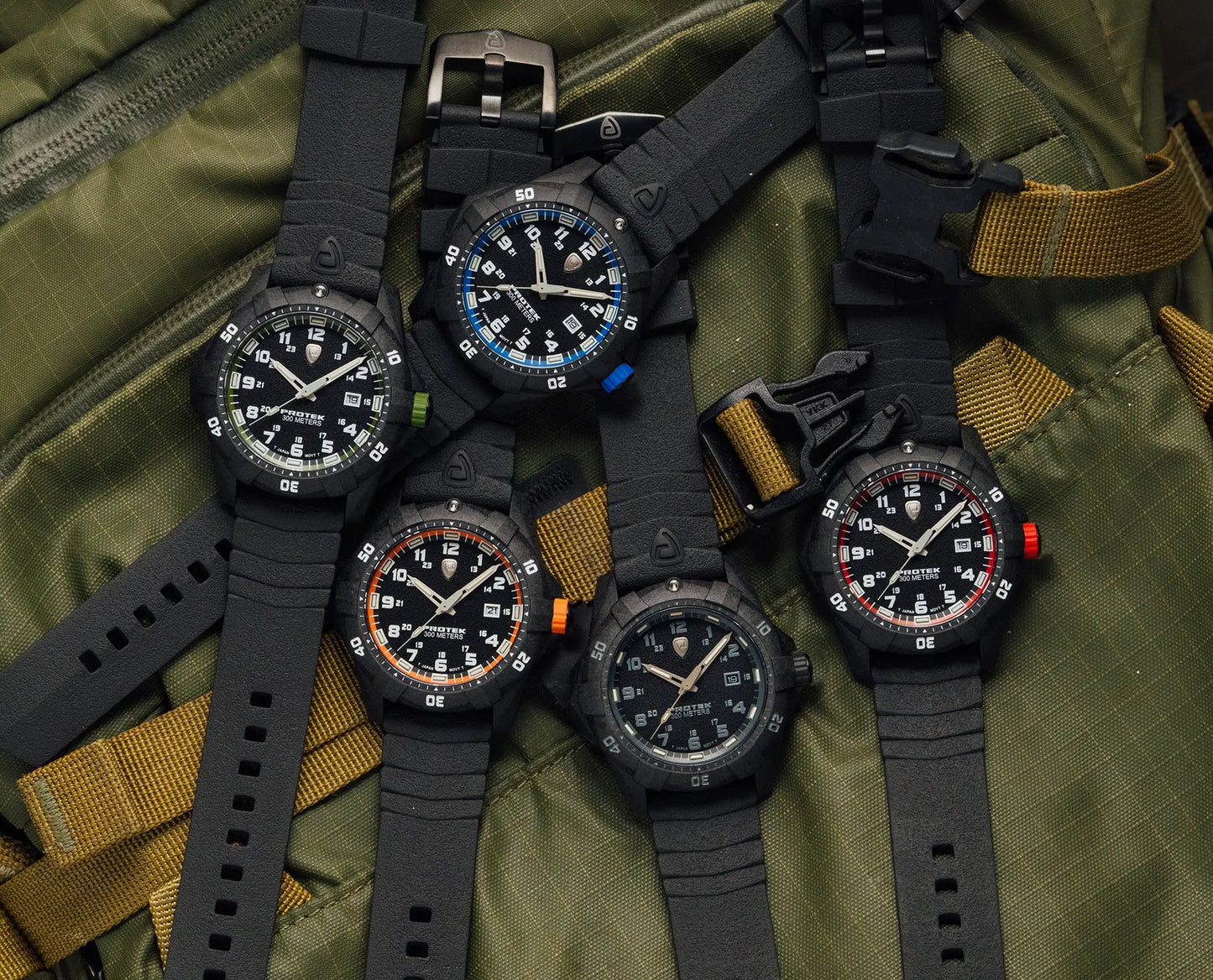 ProTek Tritium Illuminated Carbon 42MM Dive Watch PT1003B ProTek