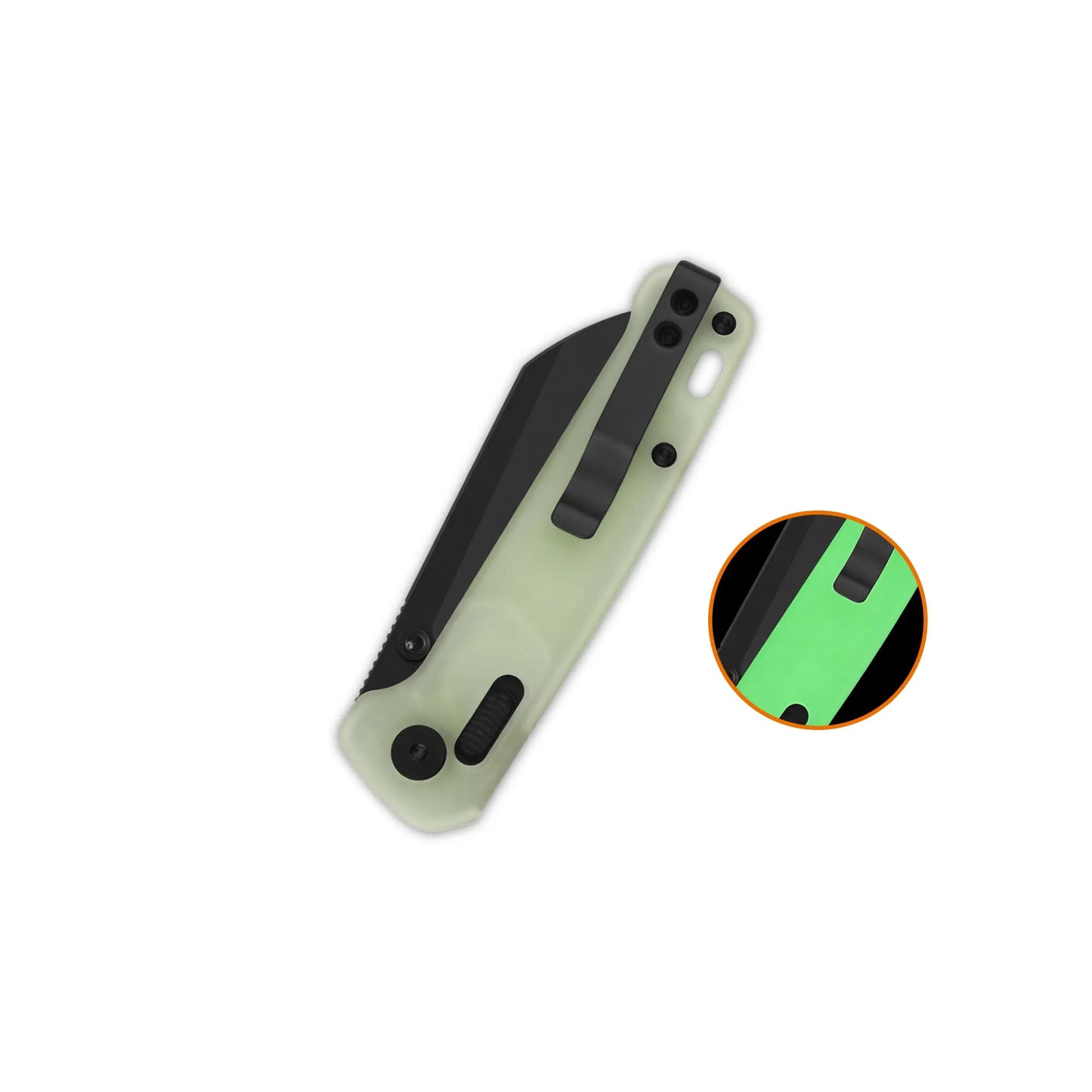 QSP Penguin Glyde Lock Black 14C28N Glow in the Dark Resin Folding Knife QSP
