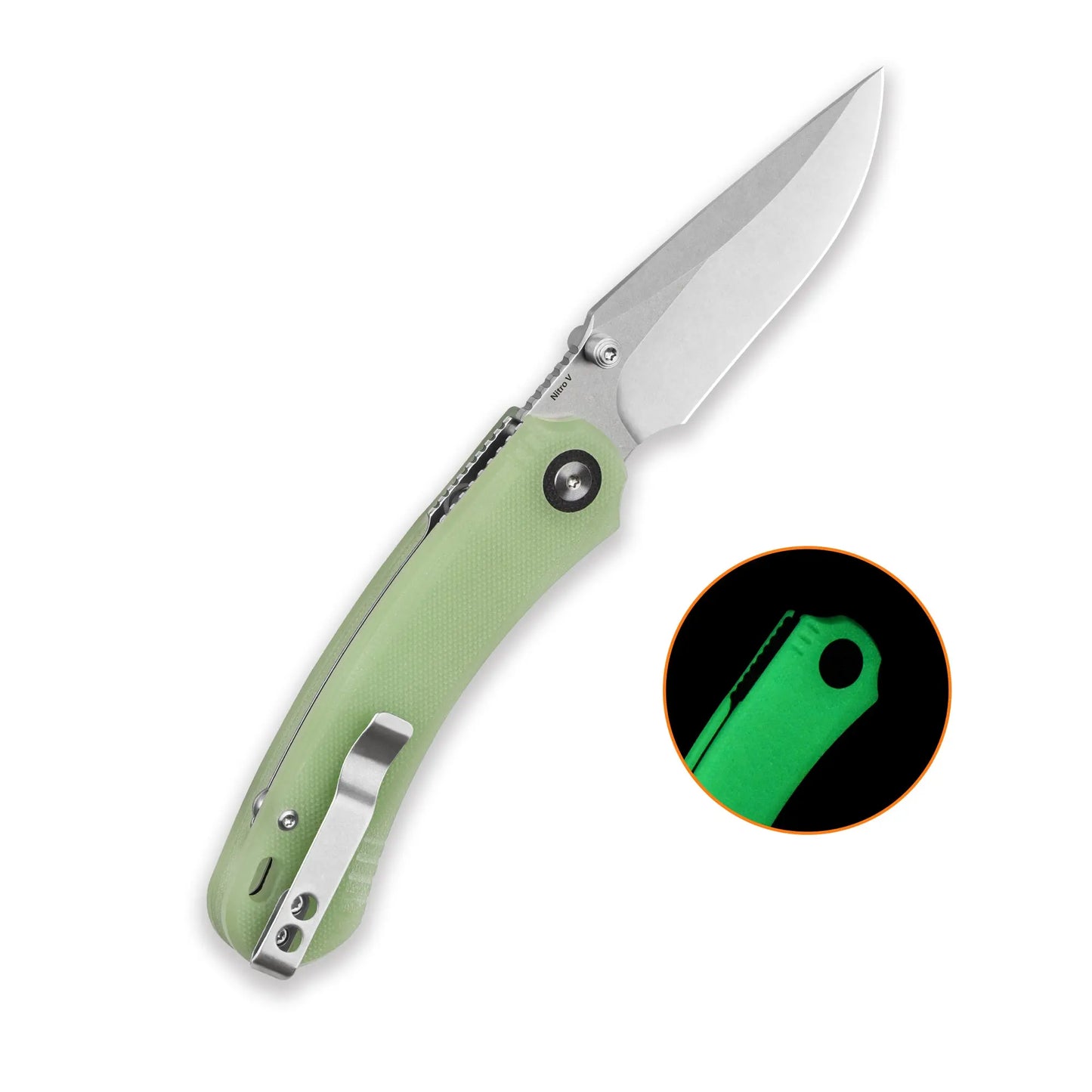 QSP Coyote Stonewash Nitro V Glow in the Dark G10 Folding Knife QSP
