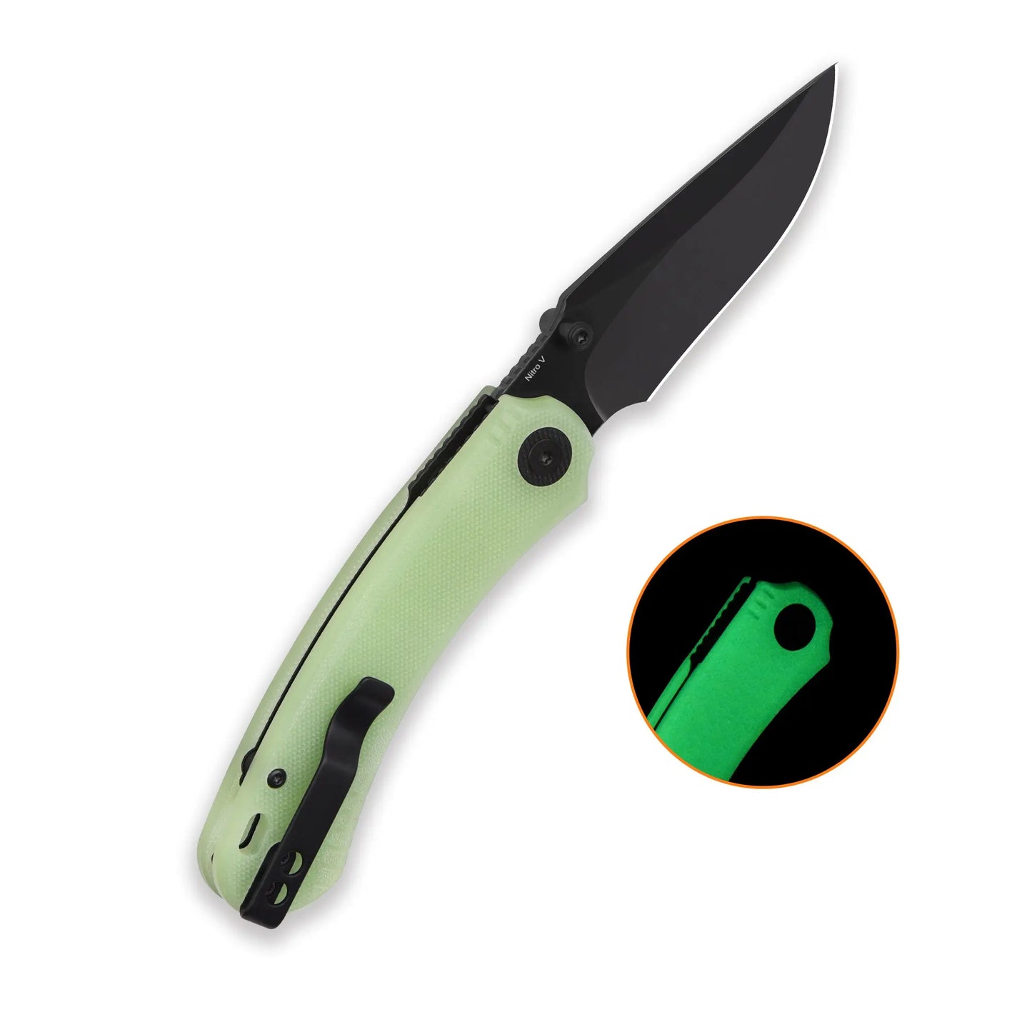 QSP Coyote Black Nitro V Glow in the Dark G10 Folding Knife QSP