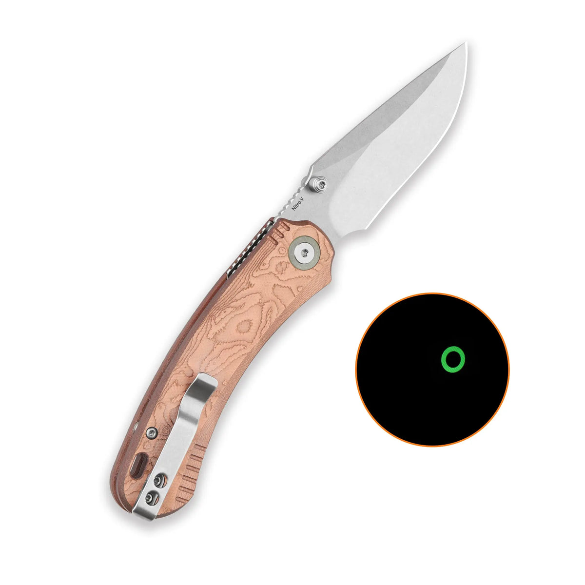 QSP Coyote Stonewash Nitro V Copper Foil G10 Folding Knife QSP