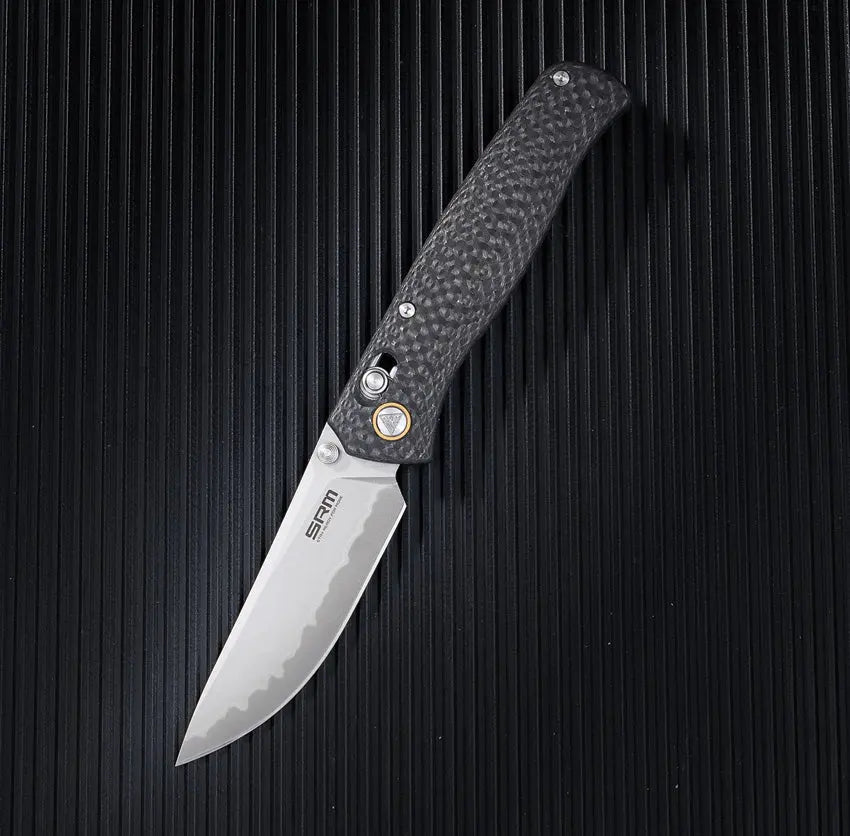 SRM 255L-CB2 Carbon Fiber Ambi-Lock 140Cr Folding Knife Clip & Carry