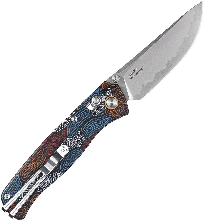 SRM 255L-CQ2 Damascus Style G10 Ambi-Lock 140Cr Folding Knife Clip & Carry
