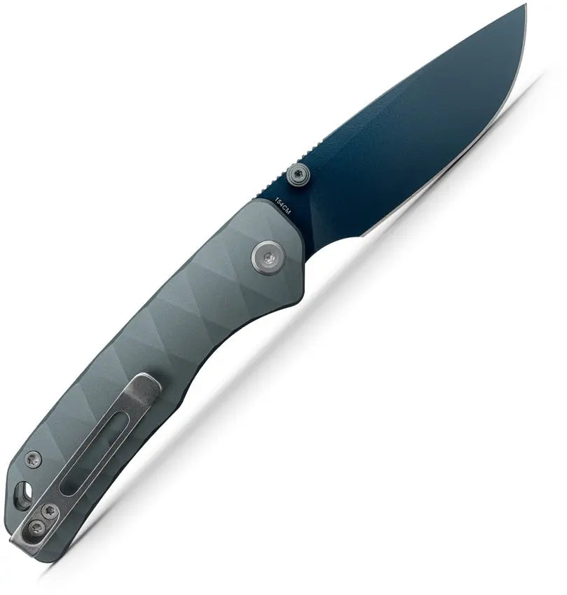 Vosteed Marten Gray Button Linerlock Lock Knife Clip & Carry