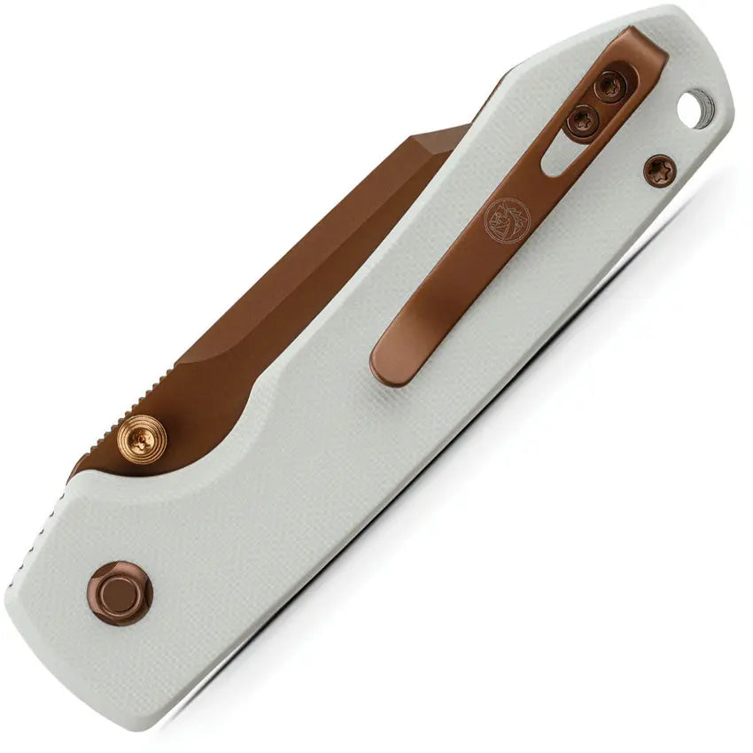 Vosteed Raccoon Button Lock Knife (Copper Dune) Clip & Carry