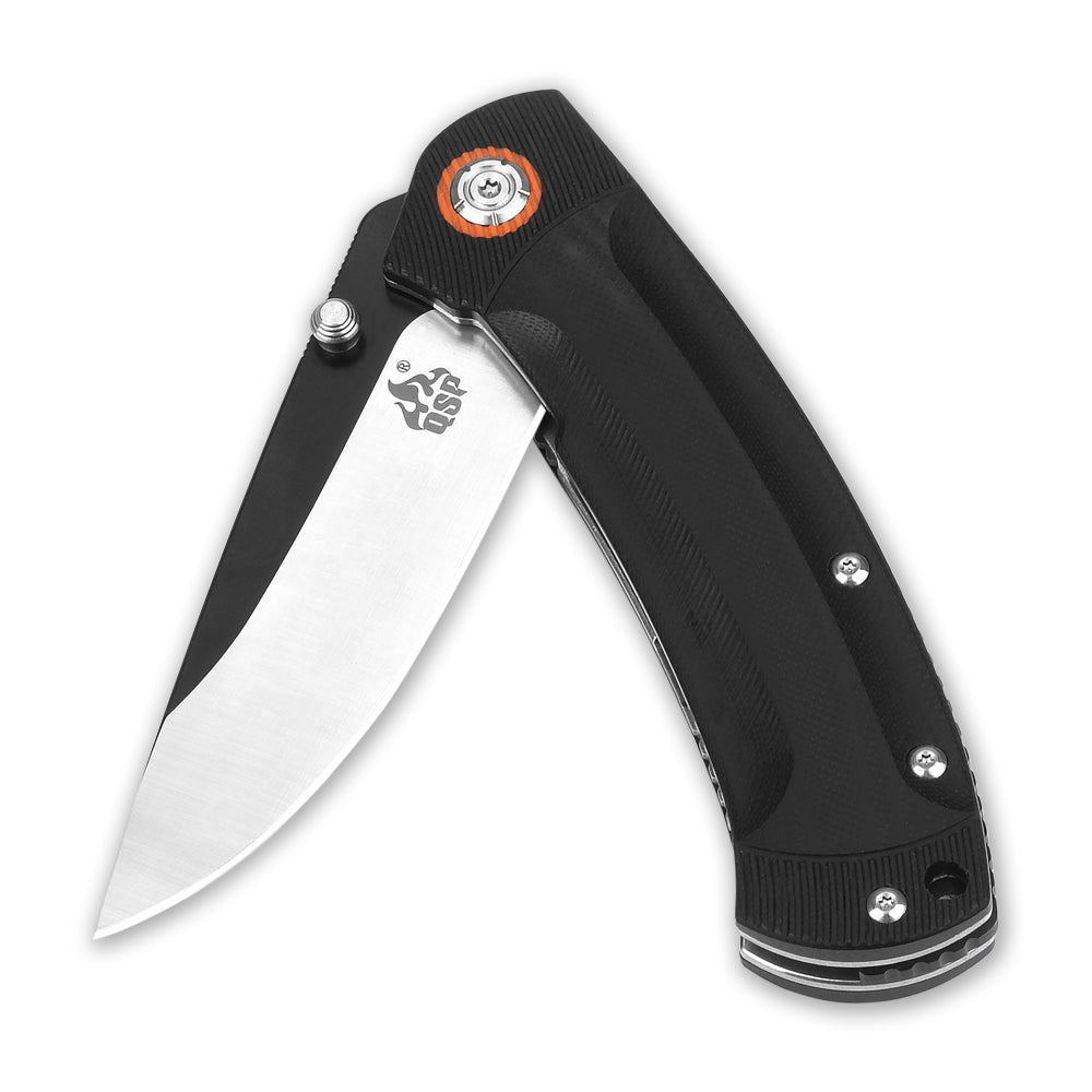 QSP Copperhead Liner Lock Pocket Knife Sandvik 14C28N Blade Black G10 Handle