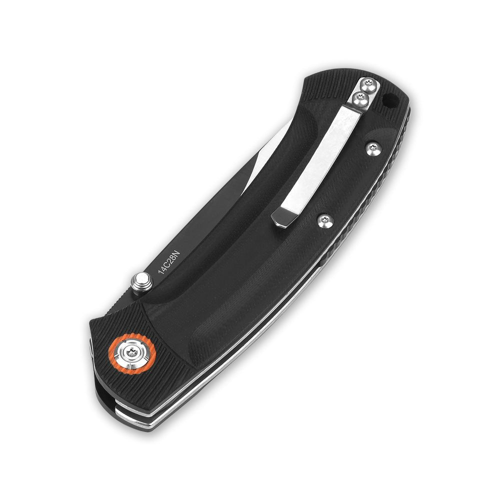 QSP Copperhead Liner Lock Pocket Knife Sandvik 14C28N Blade Black G10 Handle
