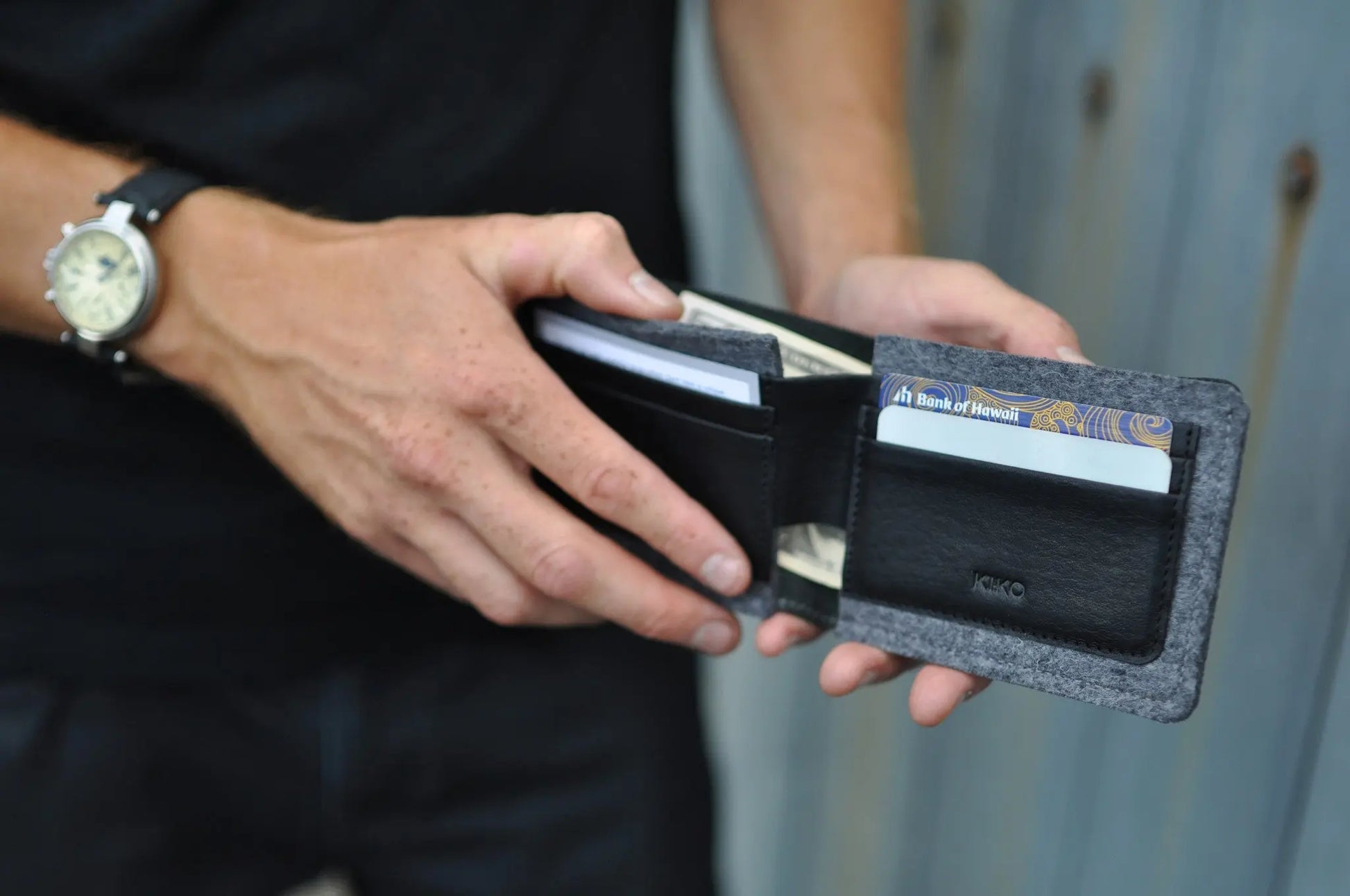 Dual Textured Wallet Kiko Leather