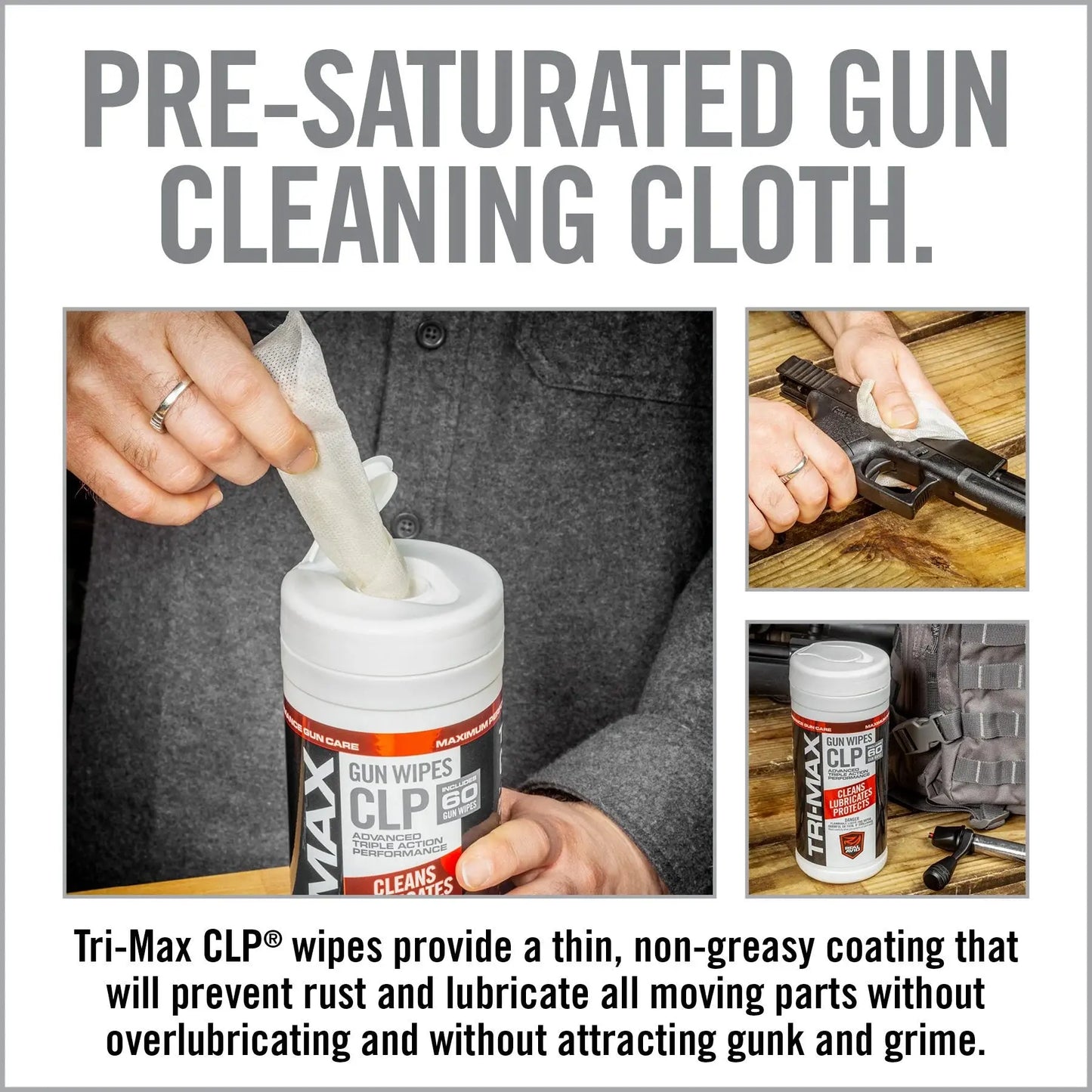 TRI-Max CLP Gun Wipes – 60 CT Canister HCC Tactical
