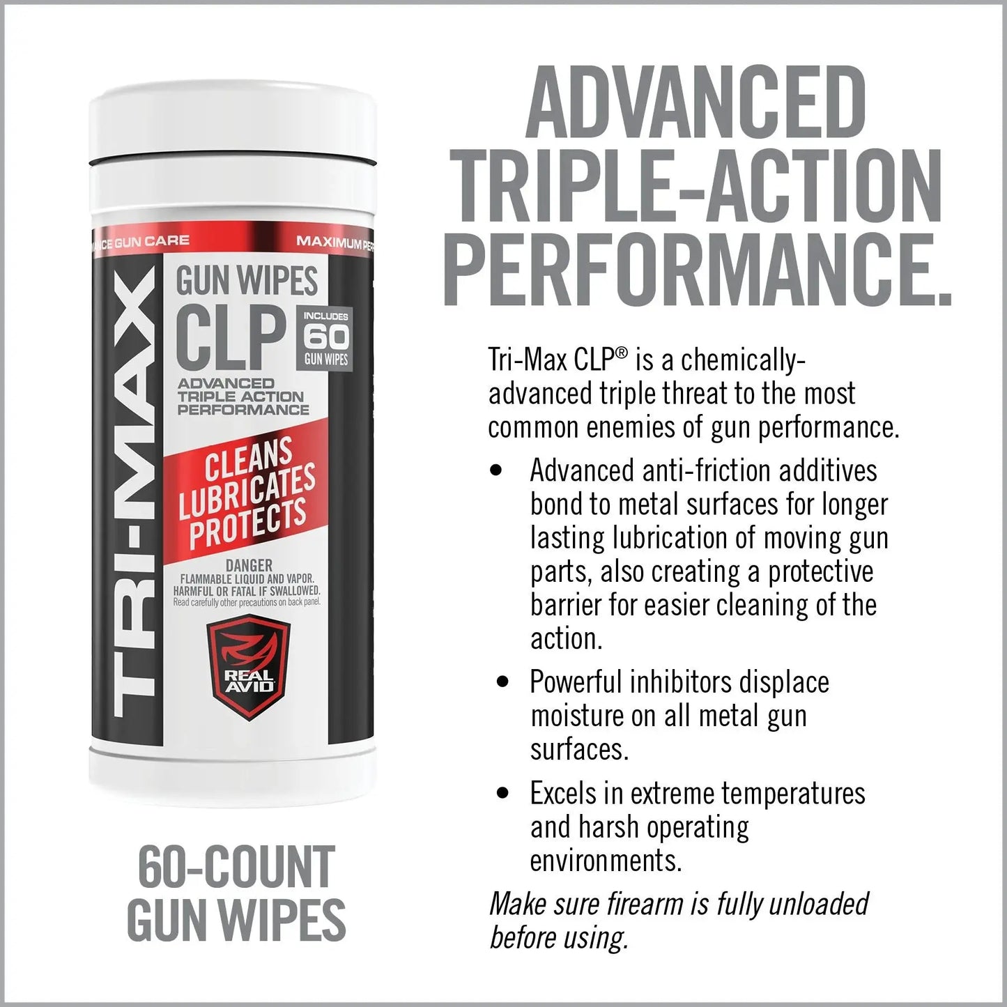 TRI-Max CLP Gun Wipes – 60 CT Canister HCC Tactical