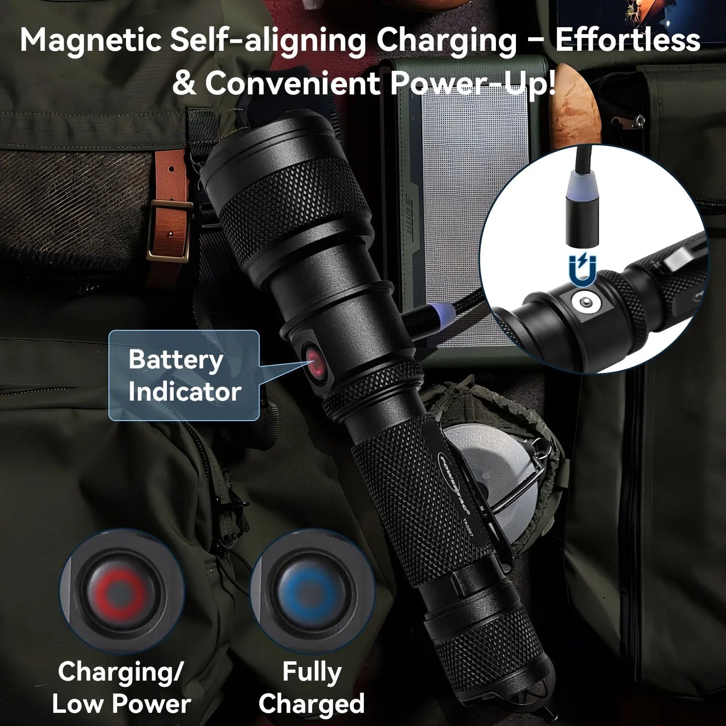 FlexBeam 1200LM Thread-Zoom Hunting Flashlight | 700M Range | Stable on Guns & Bikes