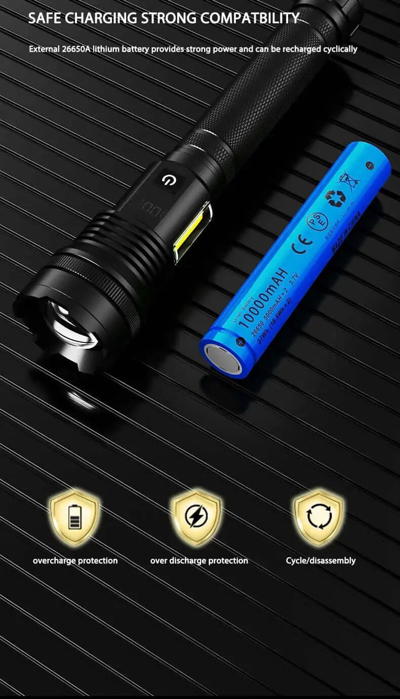 Muctac CHARGE Flashlight, 5000+ LMS, Zoomable, LED, USB, IP65, Aluminum Alloy MUCITUP
