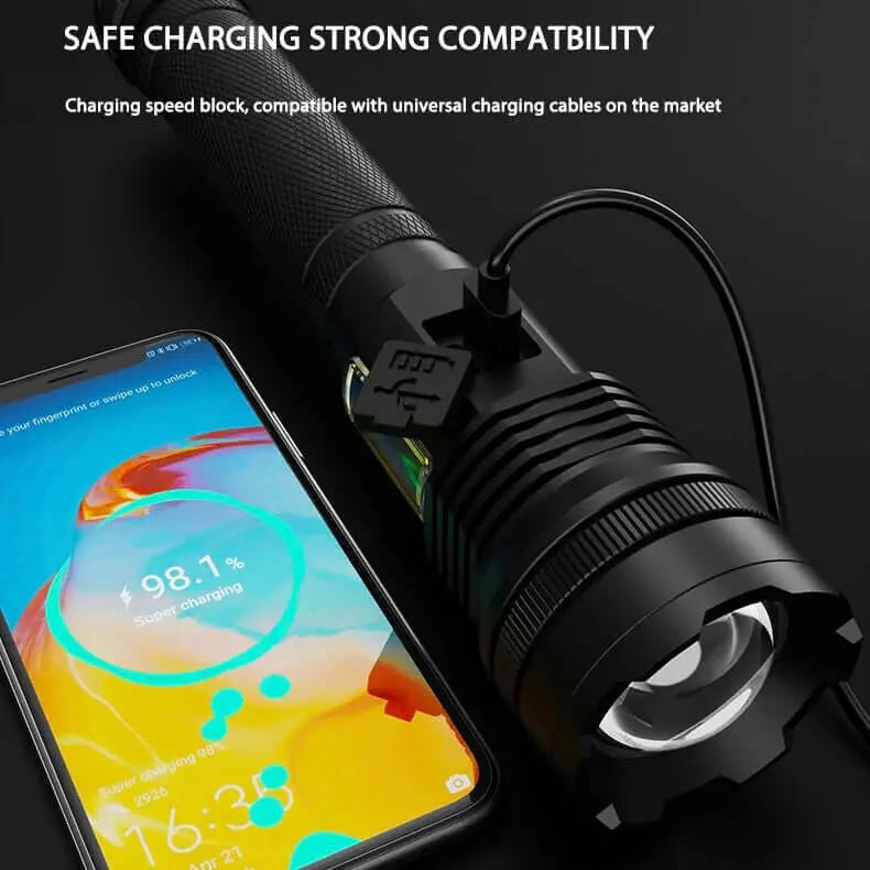 Muctac CHARGE Flashlight, 5000+ LMS, Zoomable, LED, USB, IP65, Aluminum Alloy MUCITUP