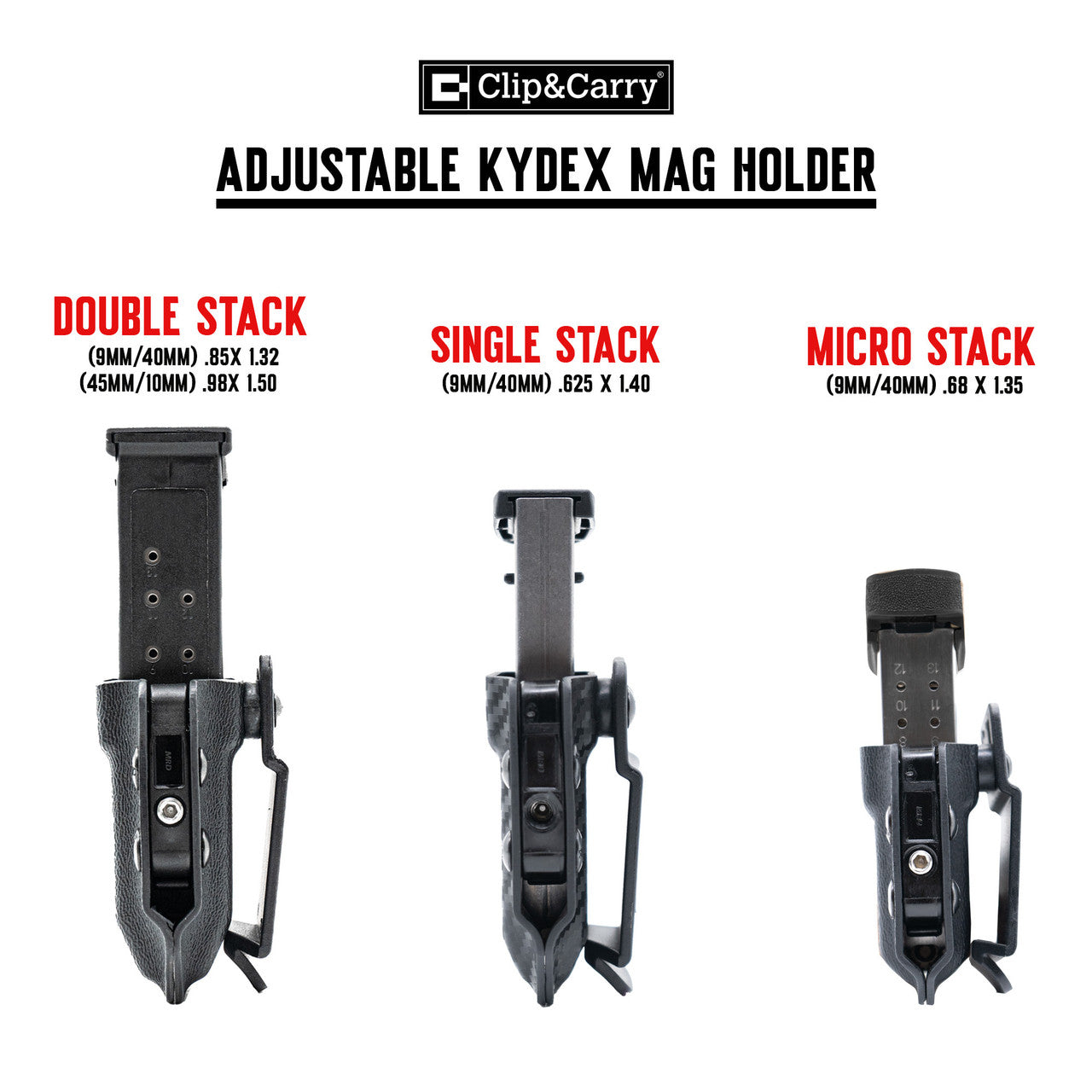Adjustable Kydex IWB/OWB Mag Holder Clip & Carry