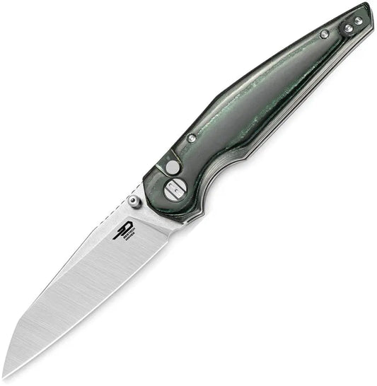 Bestech Green/Black Micarta Snakebird Button Lock Folding Knife Bestech
