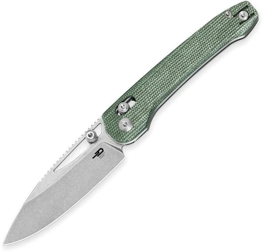 Bestech Green Micarta Cobber Bar Lock Folding Knife Clip & Carry
