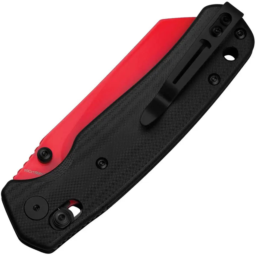 Bestech Cicada's Wing Folding Knife - Black G10 Handle Red 10Cr15CoMoV Blade B-Lock Clip & Carry