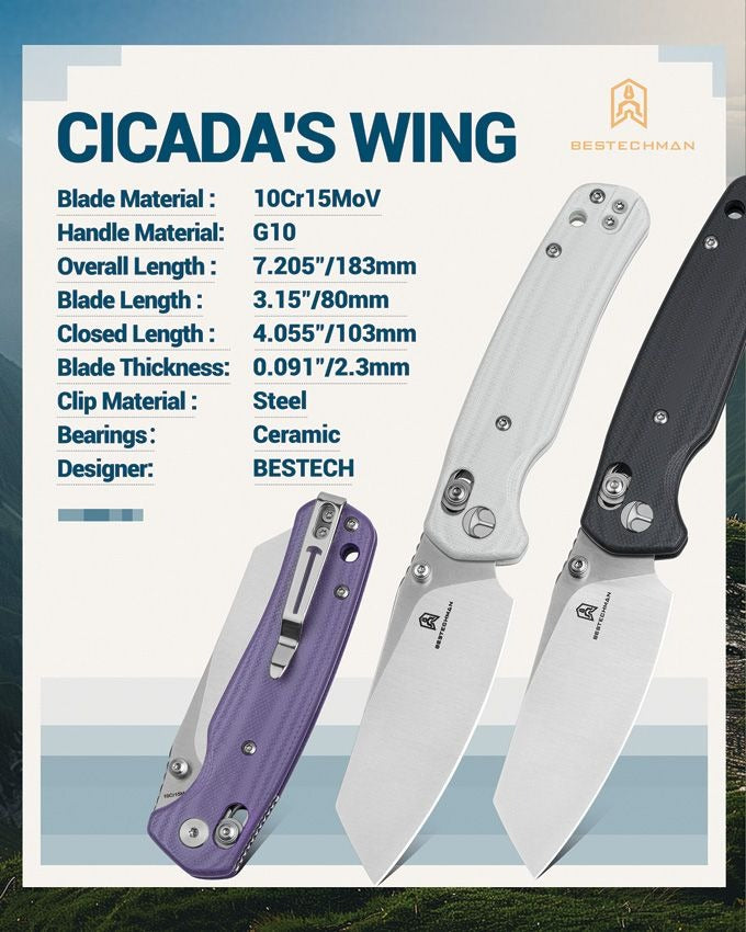 Bestech Cicada's Wing B-Lock Folding Knife - 10Cr15CoMoV Blade