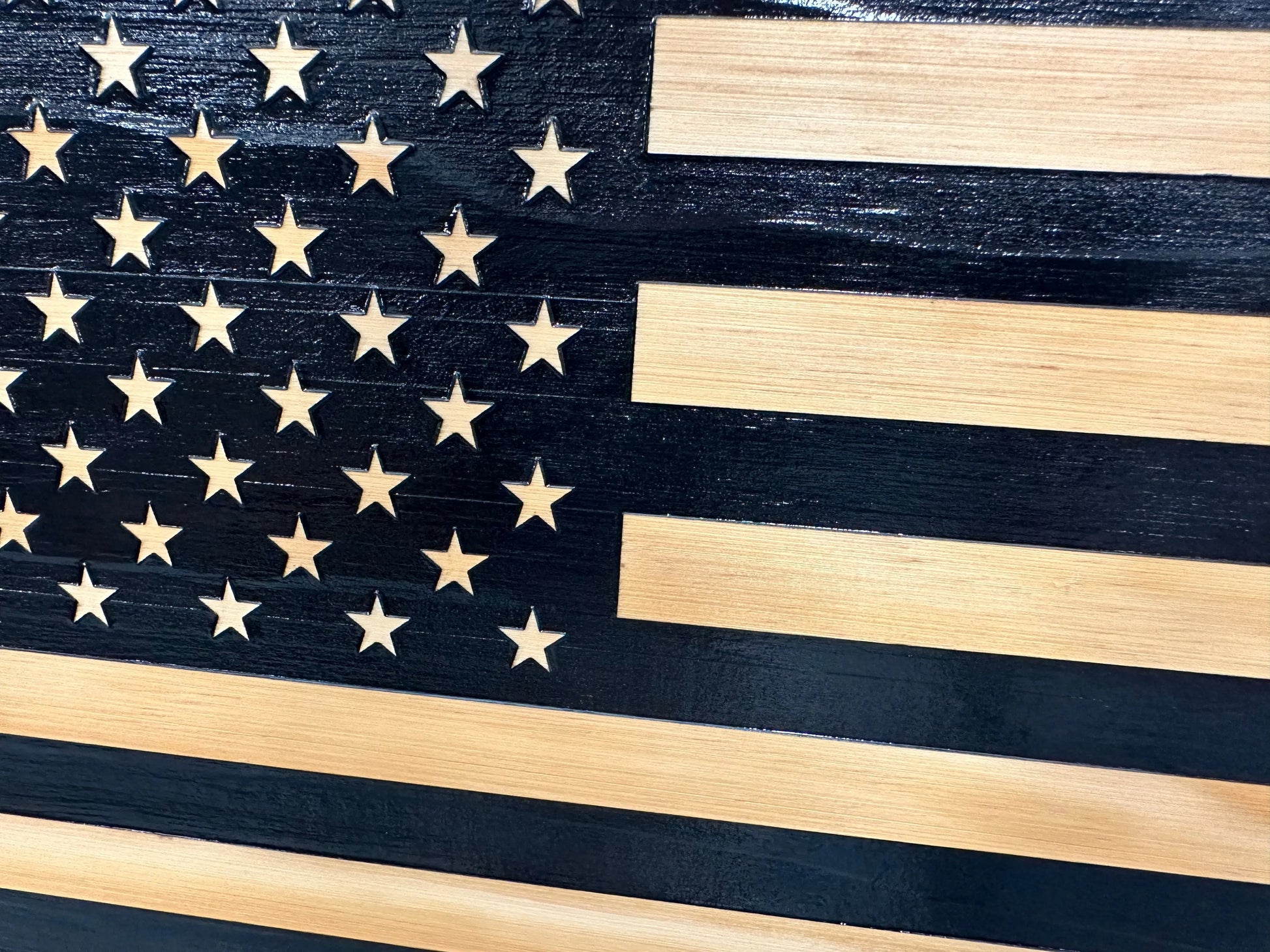 American Flag Decorative & Secure Wall-Mounted Gun Cabinet (Black) Bellewood Designs