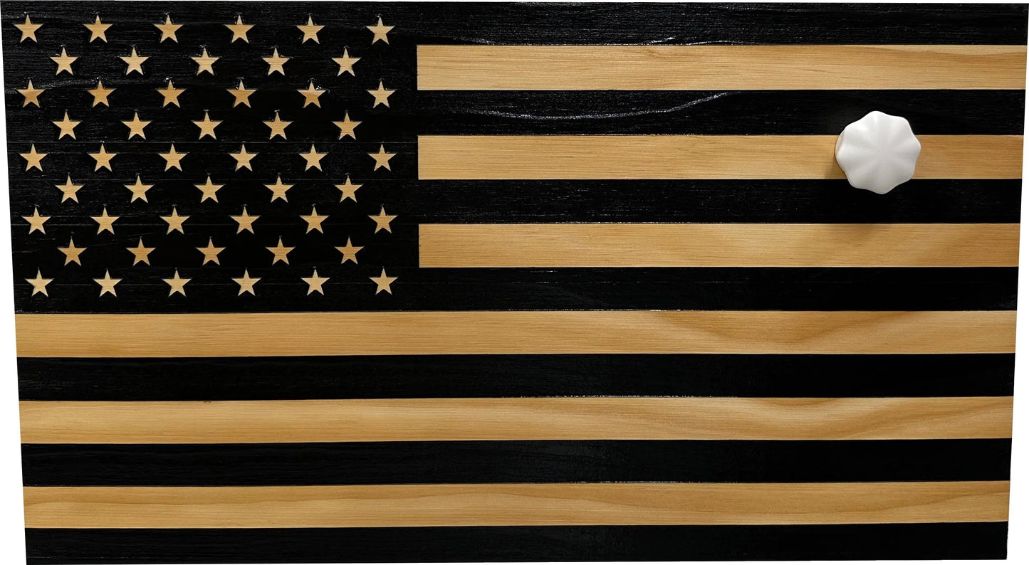 American Flag Decorative & Secure Wall-Mounted Gun Cabinet (Black) Bellewood Designs