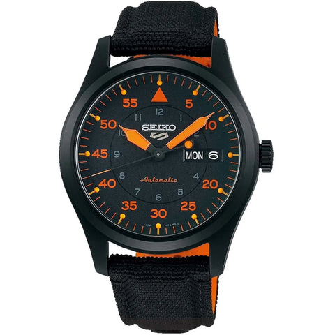 Seiko Men's Automatic 5 Sports Black Dial Watch 40mm Clip & Carry