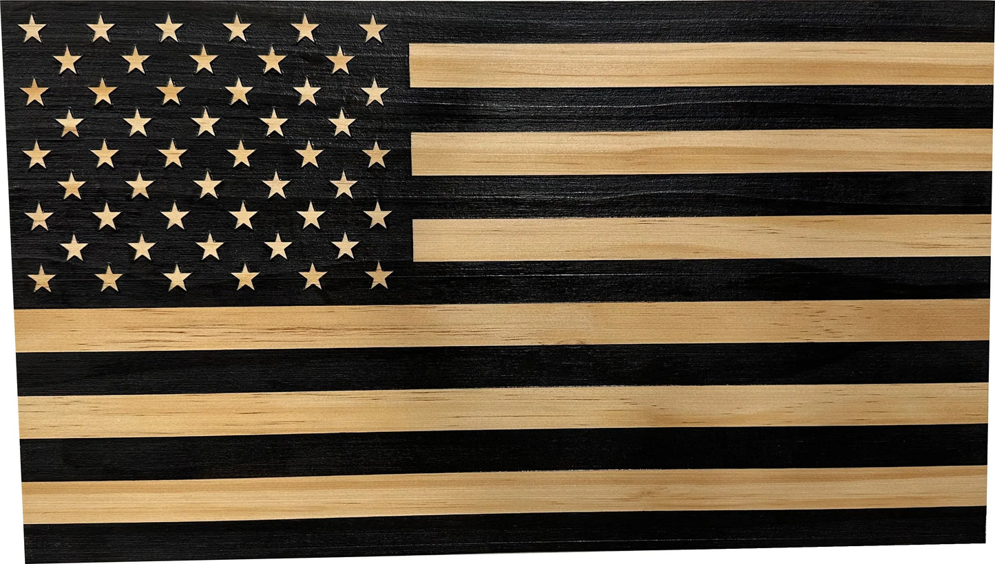 American Flag Decorative & Secure Wall-Mounted Gun Cabinet (Carbon Gray) Bellewood Designs