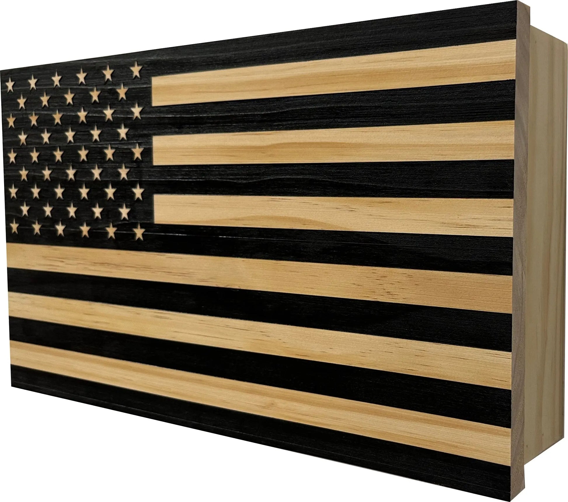 American Flag Decorative & Secure Wall-Mounted Gun Cabinet (Carbon Gray) Bellewood Designs