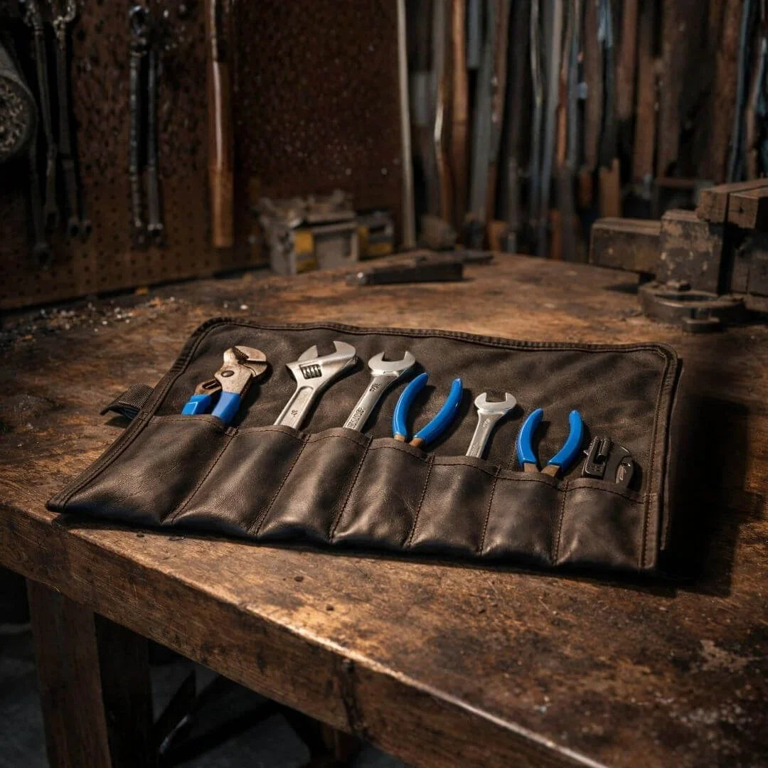 Recycled Firefighter Combat Leather Tool Roll