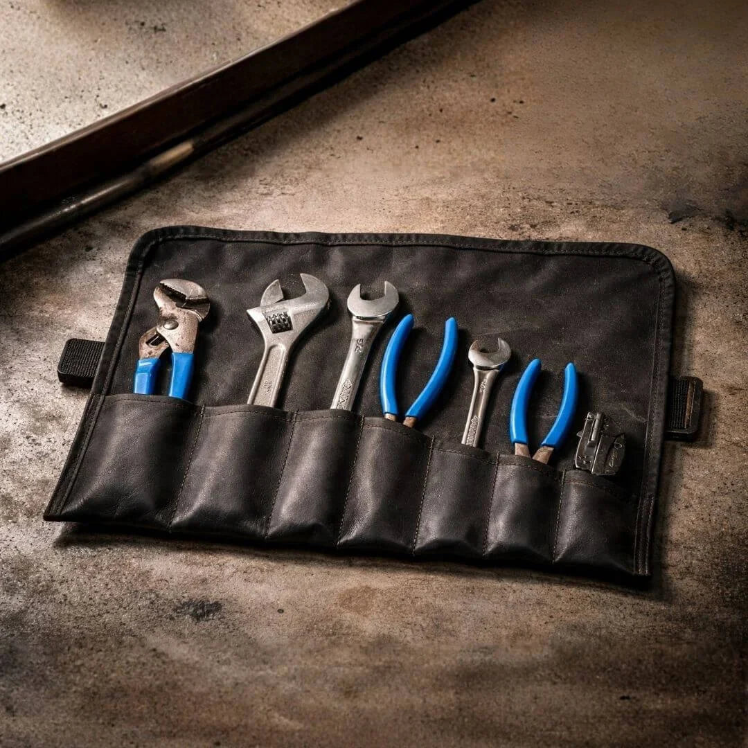 Recycled Firefighter Combat Leather Tool Roll