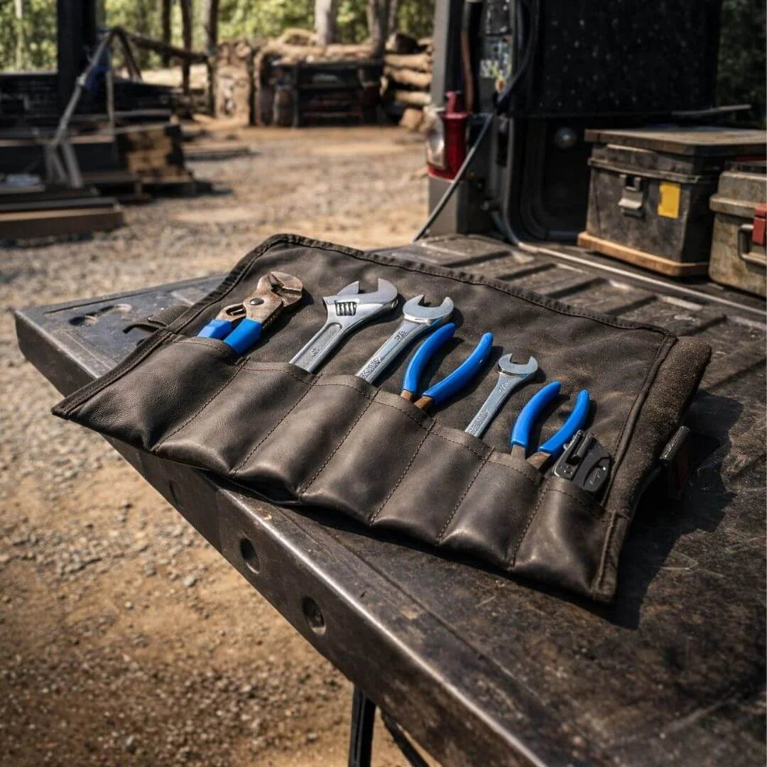 Recycled Firefighter Combat Leather Tool Roll