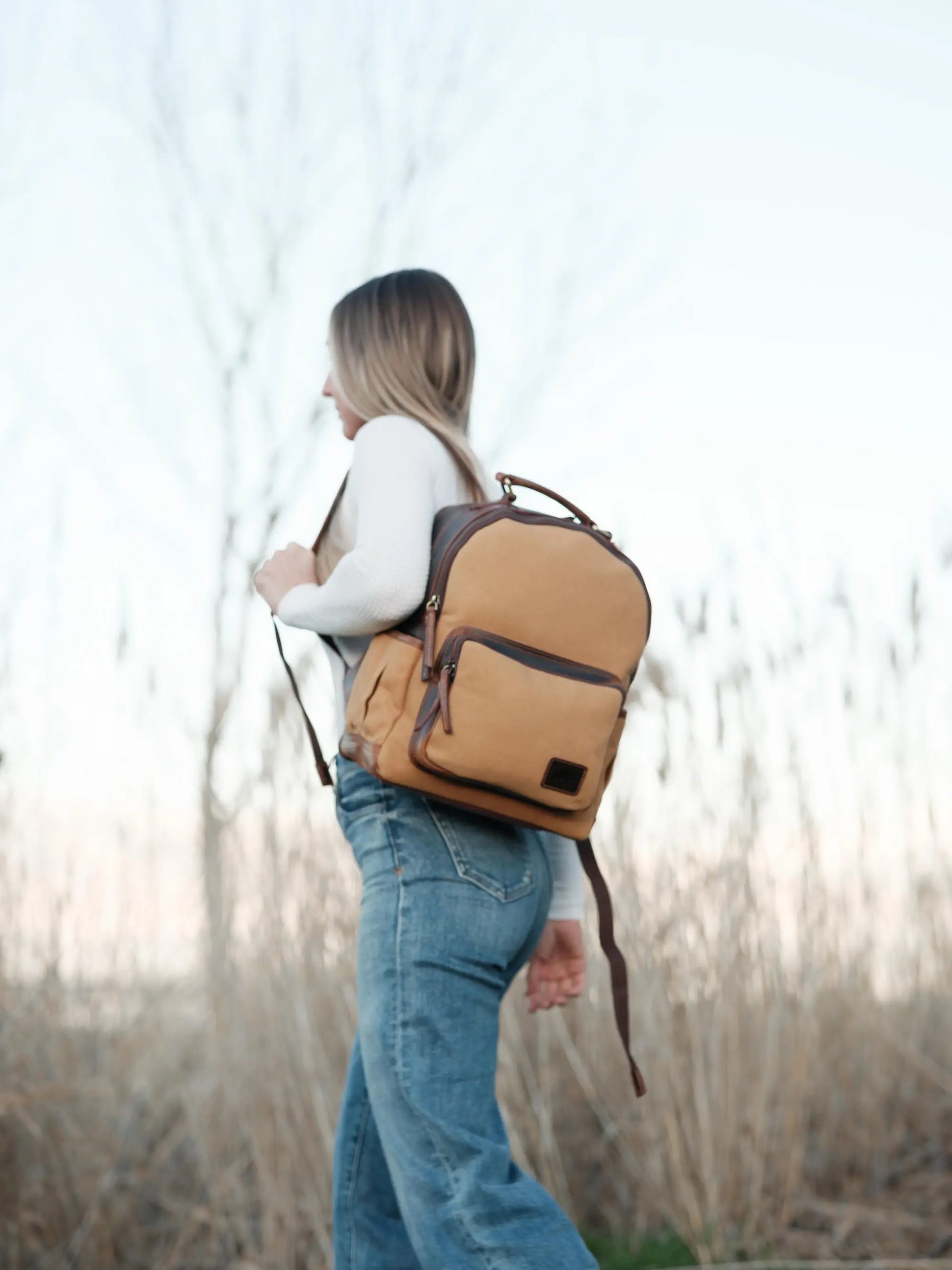 Day Traveler Canvas Backpack Kodiak Leather