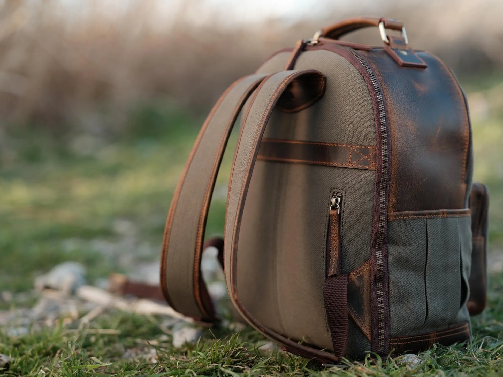 Day Traveler Canvas Backpack Kodiak Leather