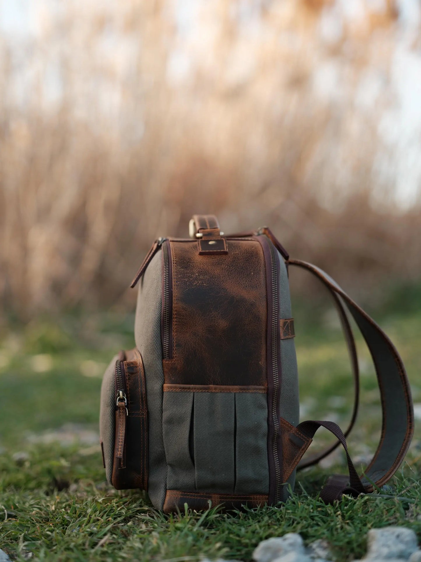 Day Traveler Canvas Backpack Kodiak Leather