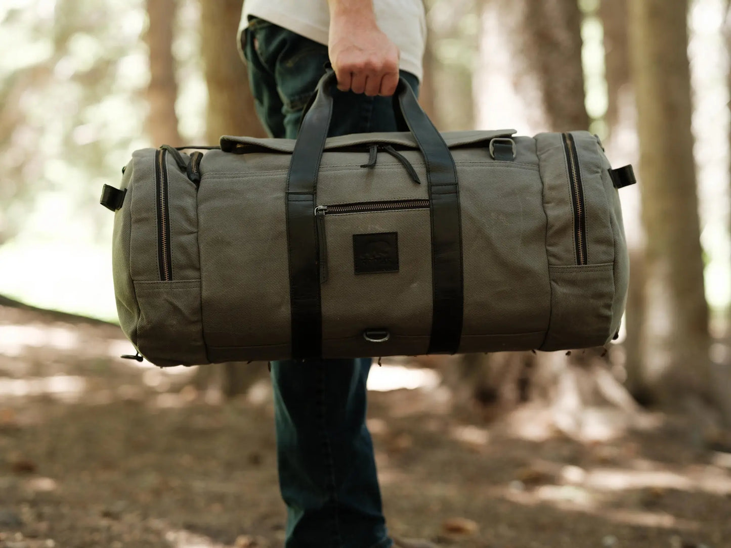 55L Nomad Canvas Duffel Kodiak Leather
