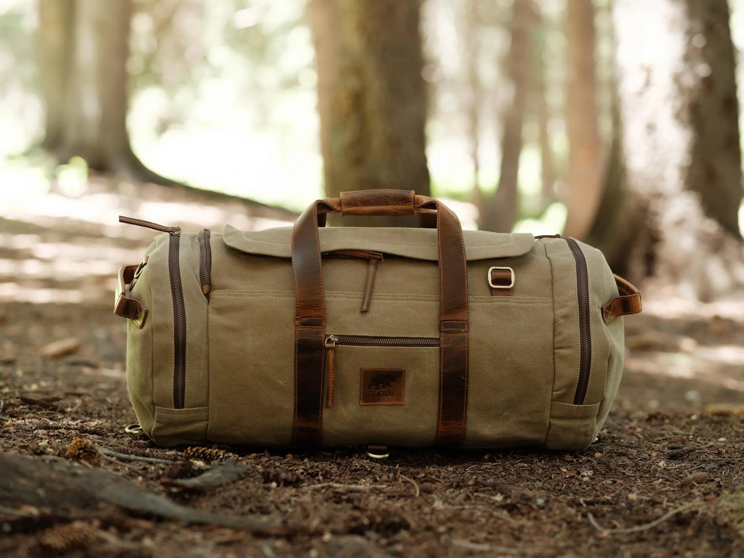 55L Nomad Canvas Duffel Kodiak Leather