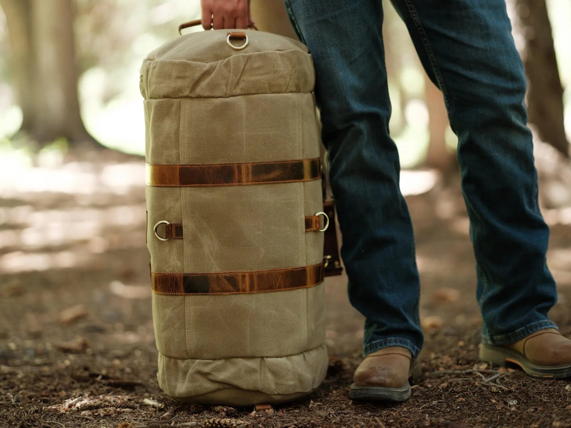 55L Nomad Canvas Duffel Kodiak Leather