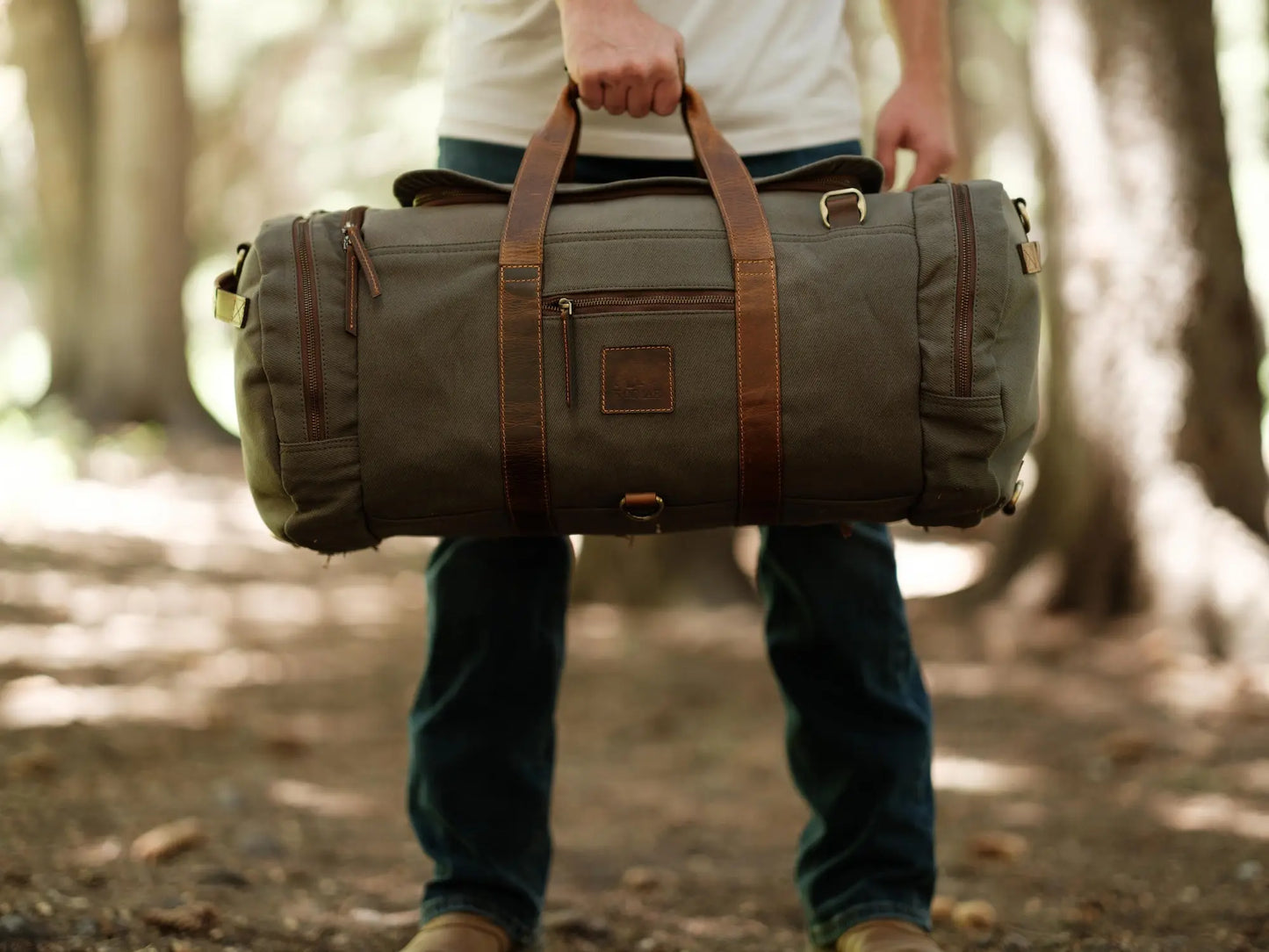 55L Nomad Canvas Duffel Kodiak Leather