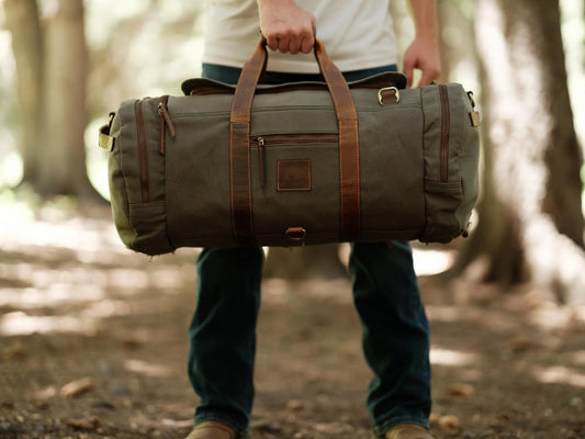 55L Nomad Canvas Duffel Kodiak Leather