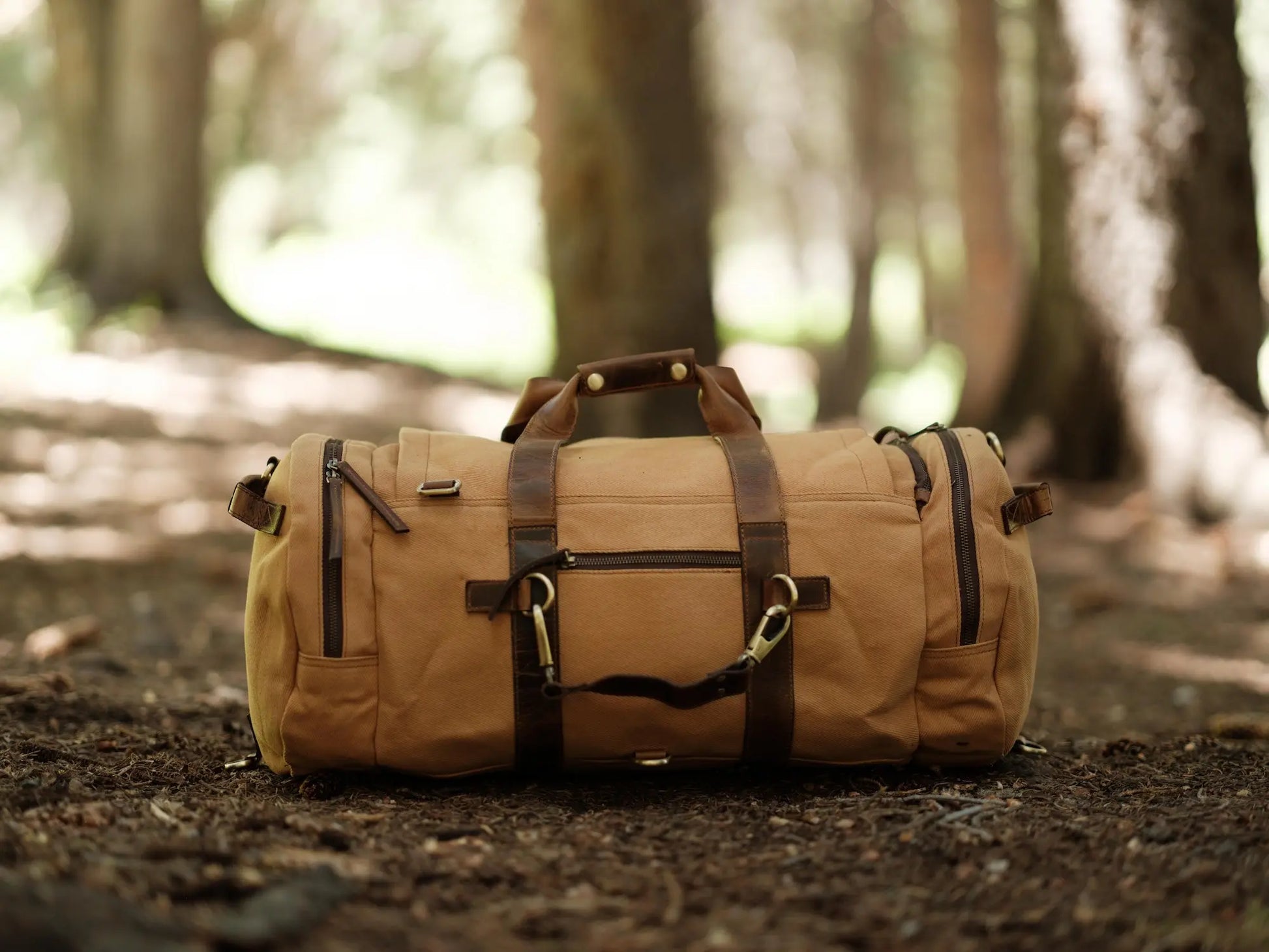 55L Nomad Canvas Duffel Kodiak Leather