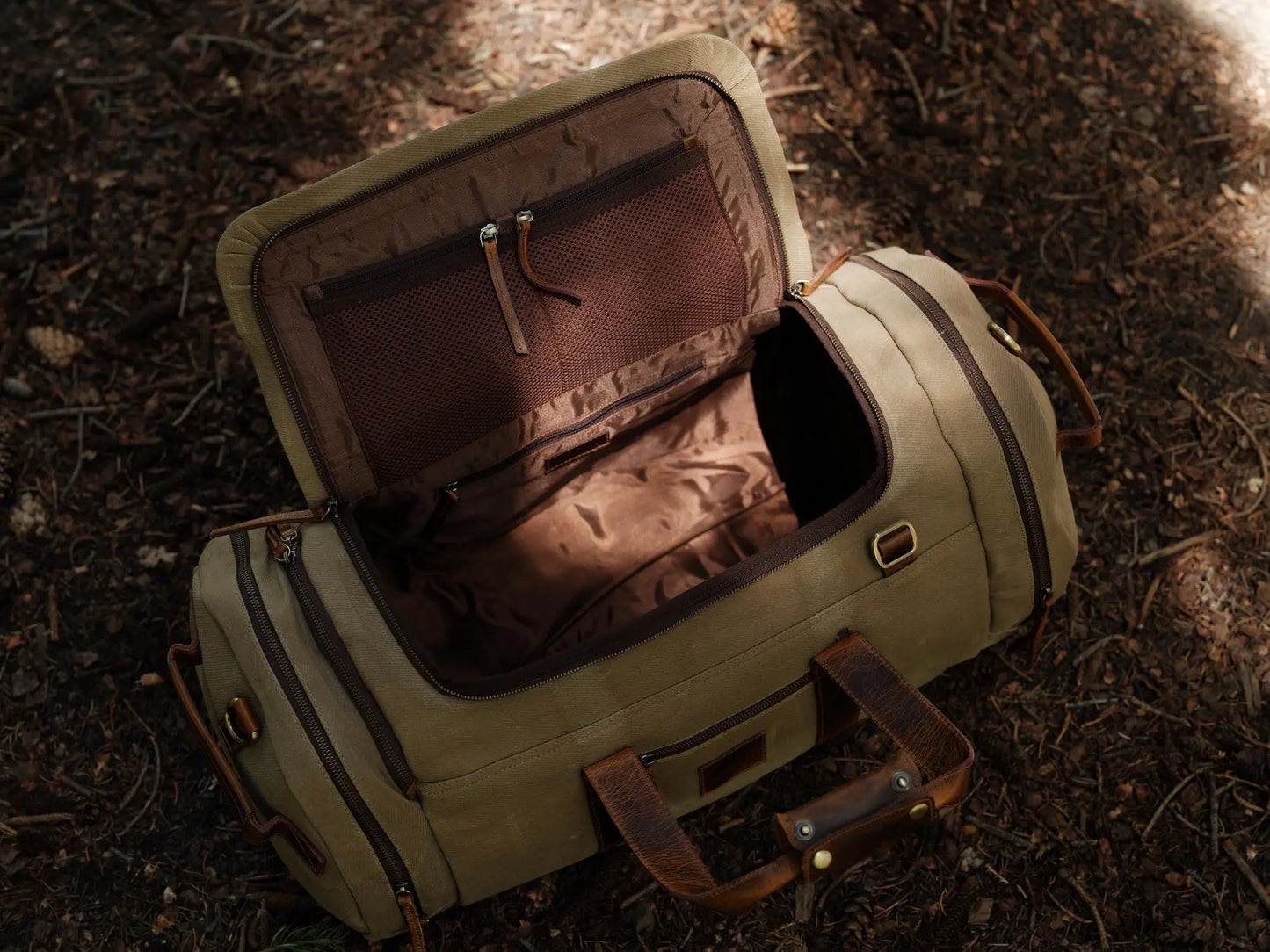 55L Nomad Canvas Duffel Kodiak Leather