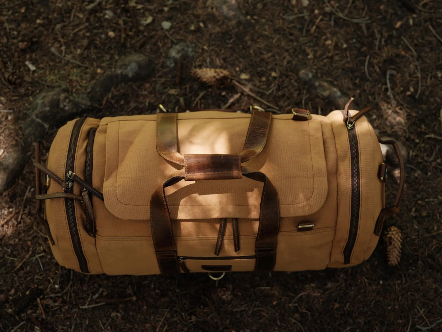 55L Nomad Canvas Duffel Kodiak Leather