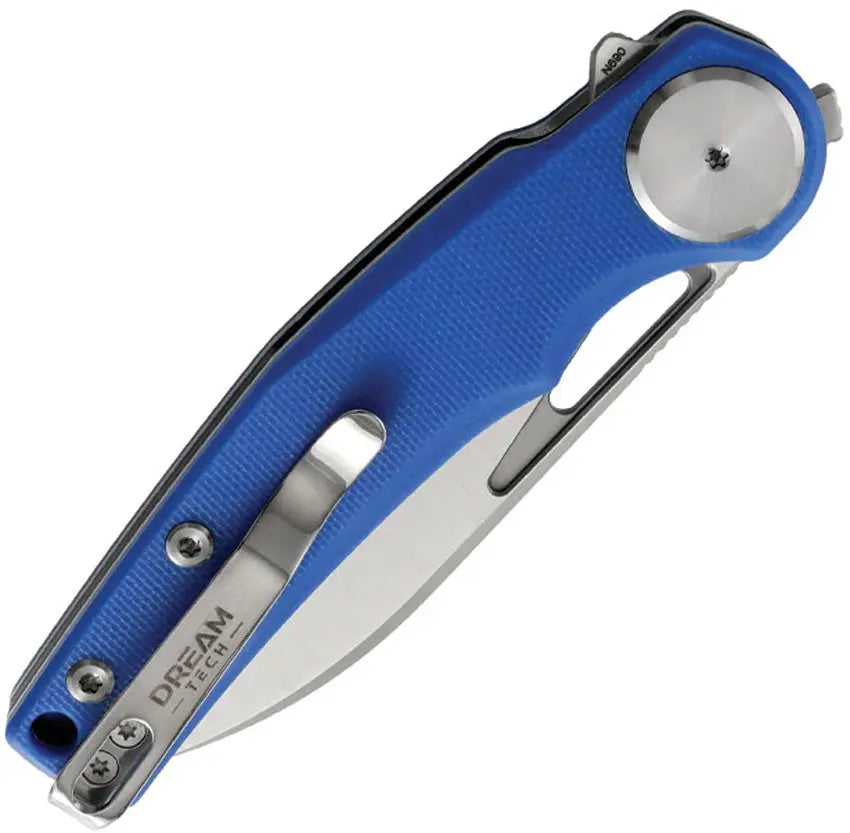 Dreamtech Blue Button Lock Folding Knife Clip & Carry